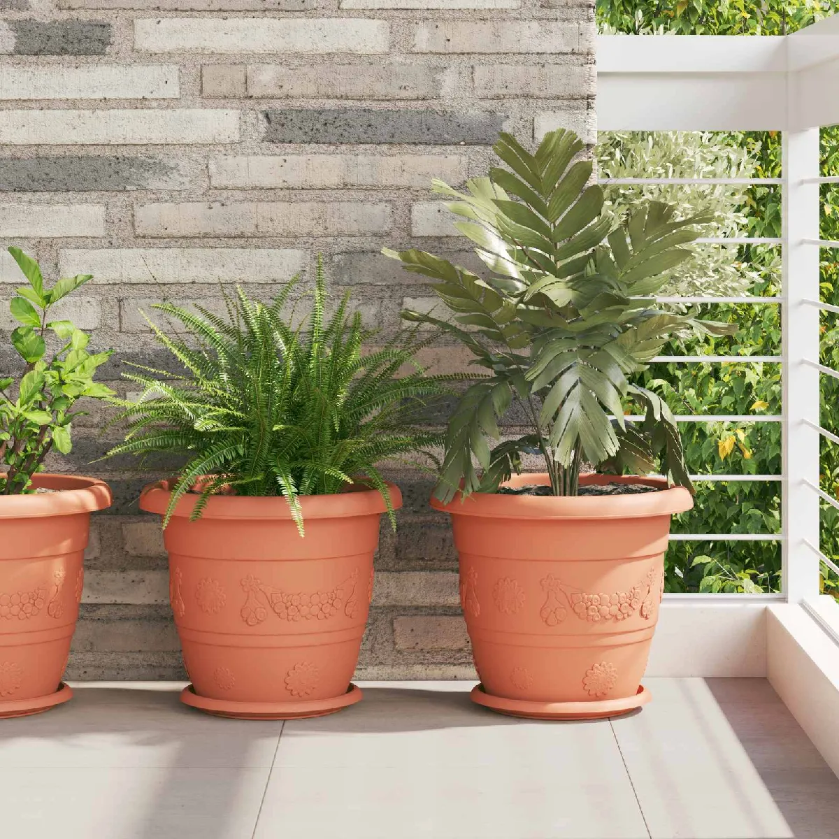 vidaXL Pots de plantes 24 pcs brique Ø 26 x 21.5 cm Plastique - vue 4