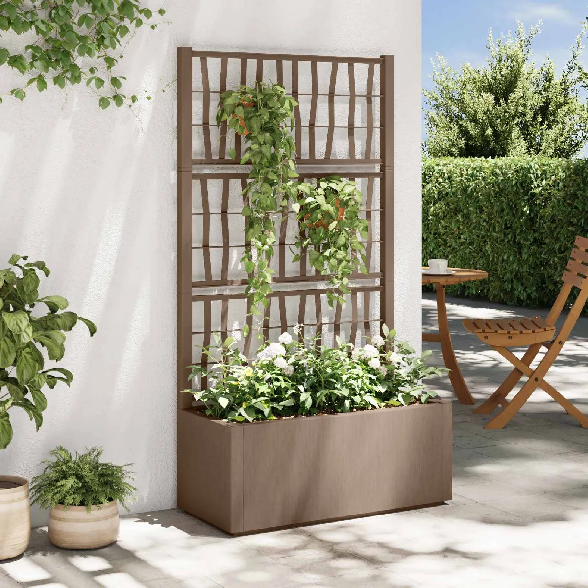 vidaXL Bac à fleurs avec Treillis 80 x 36 x 140 cm PP
