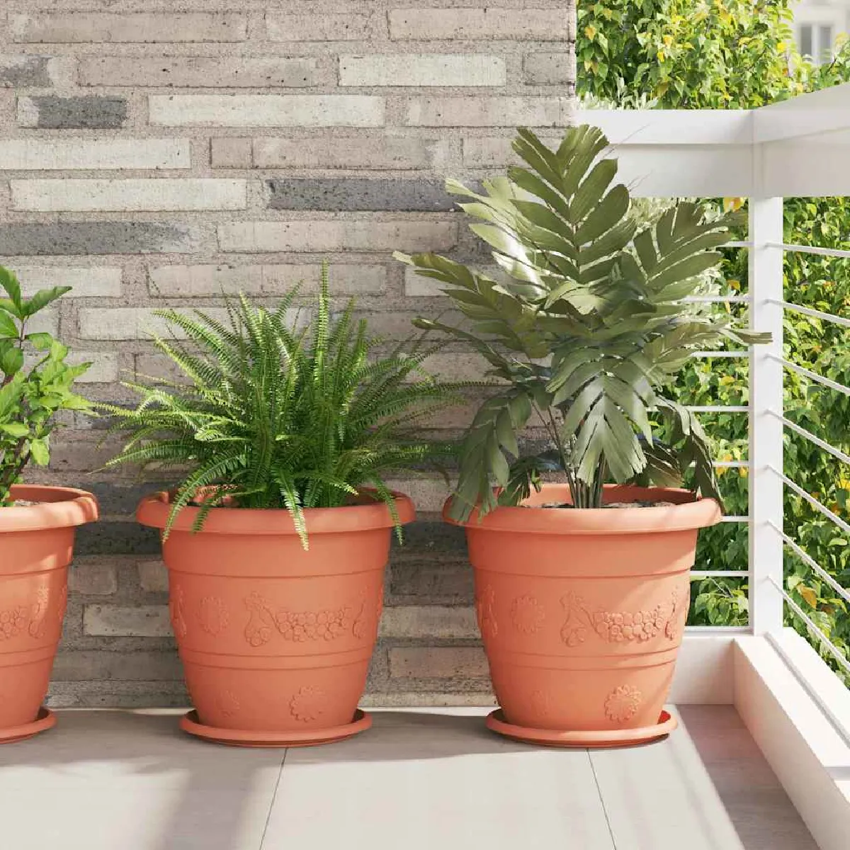 vidaXL Pot à fleurs rond 6 pcs brique Ø 26 x 21 5 cm Plastique - vue 4