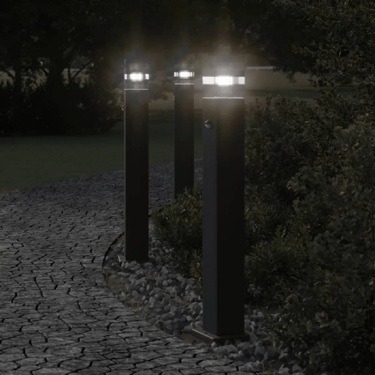 vidaXL Lampadaire d'extérieur avec capteur 80 cm aluminium éclairage au sol d'extérieur éclairage au sol de jardin 4006401 - vue 2
