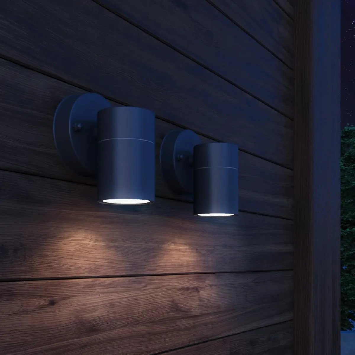 VidaXL Pack de 2 Spots Muraux Extérieurs Downlight GU10 Inox - Image 3