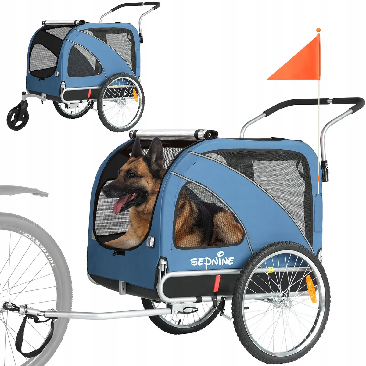 Comparer les prix de Remorque vélo 2 en 1 pour chien, poussette pliable, max 40 kg, étanche et sécurisée