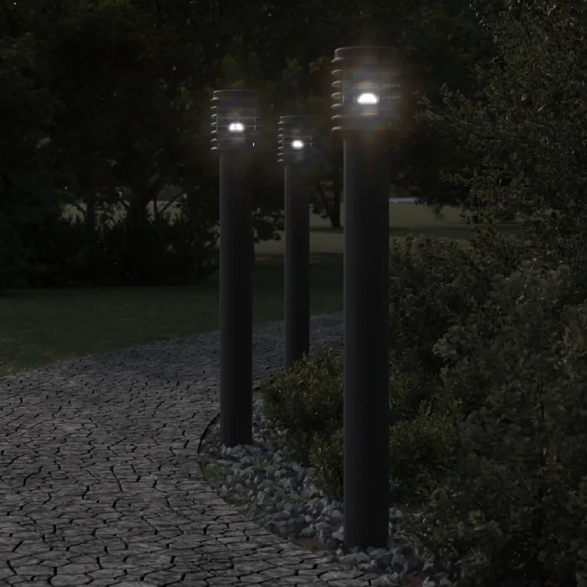 Vidaxl Lampadaire d'extérieur avec sortie noir 110 cm acier inoxydable