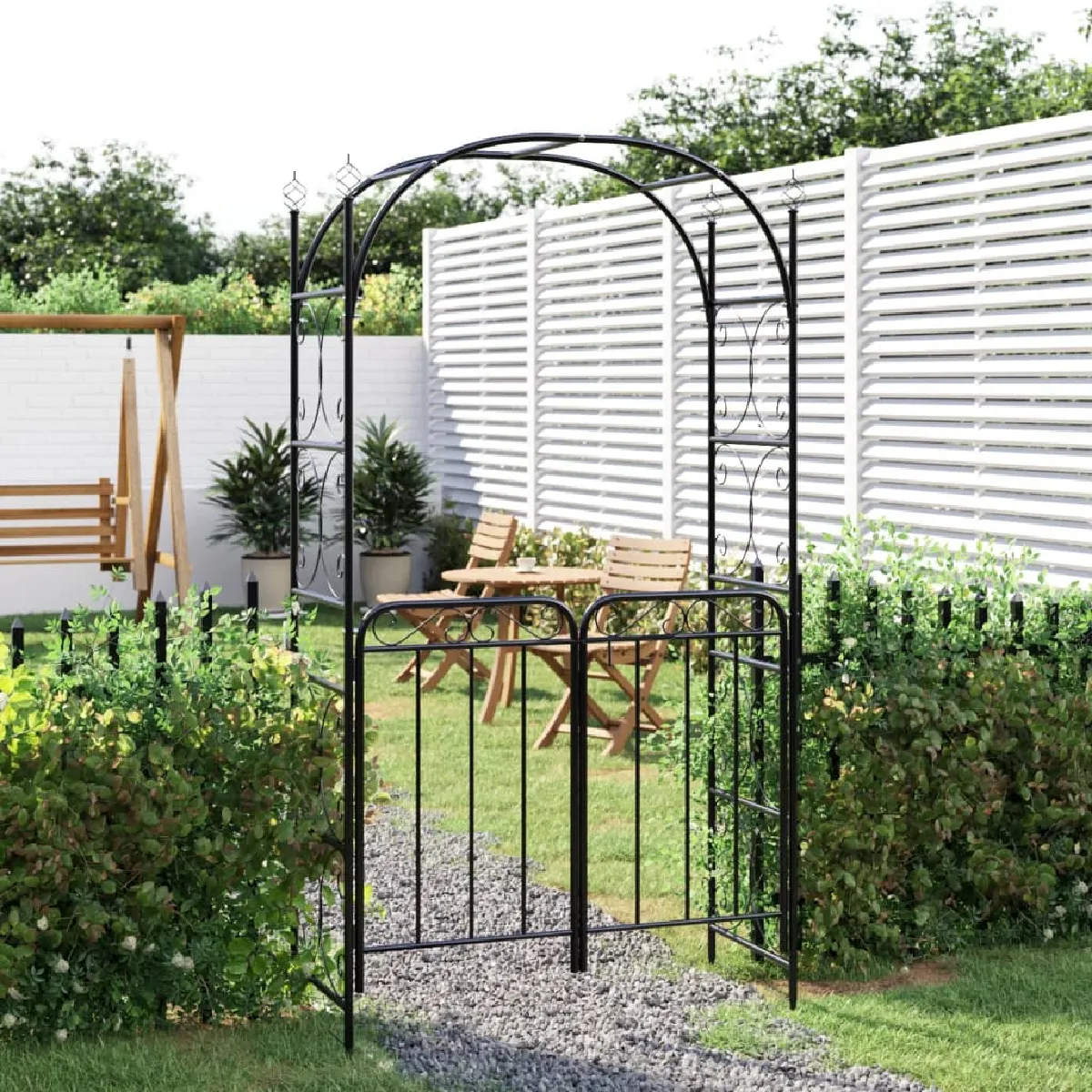 vidaXL Arche de jardin avec portail 108x45x235 cm acier 319352 - vue 2