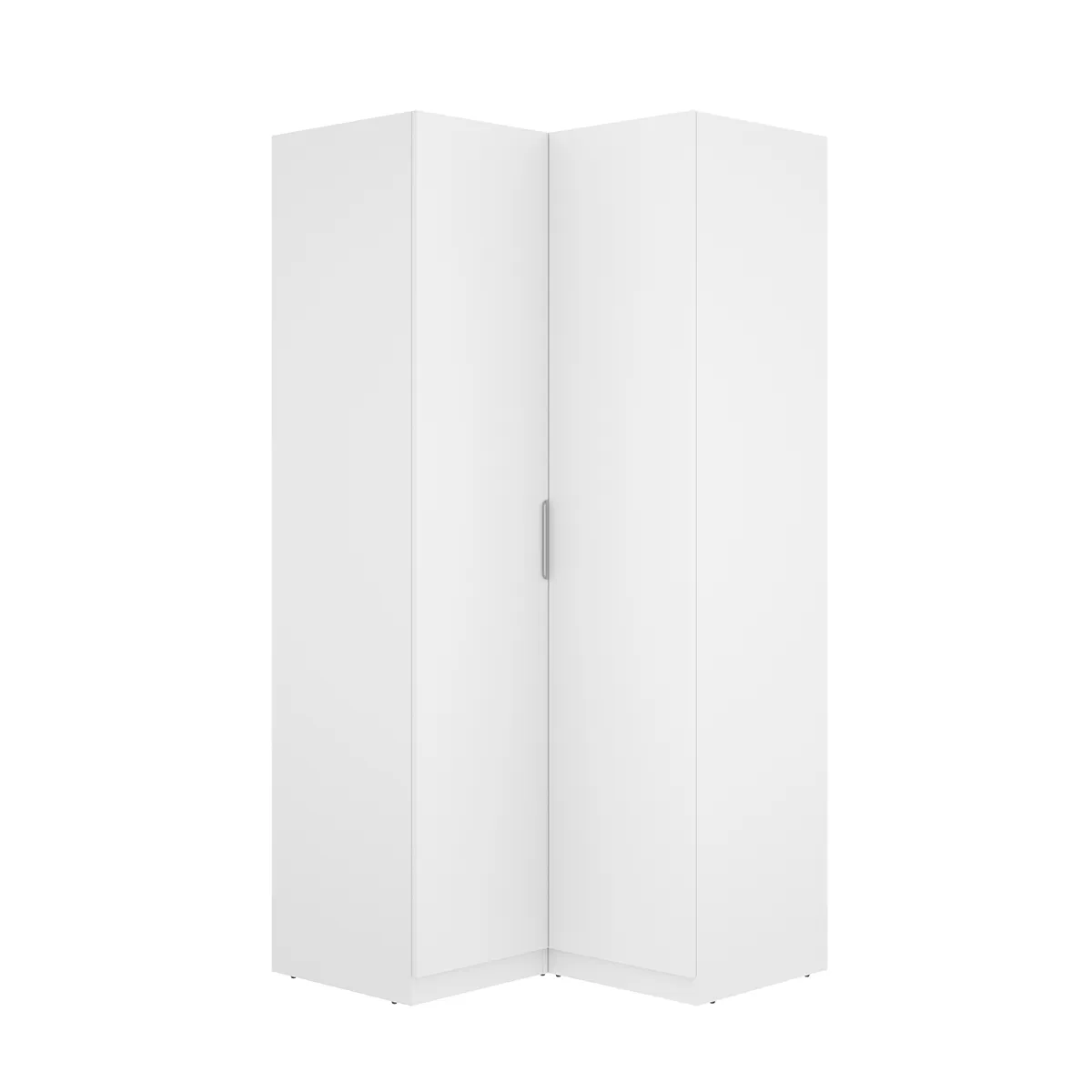 Armoire d'angle placard de rangement à 2 portes battantes, coloris blanc