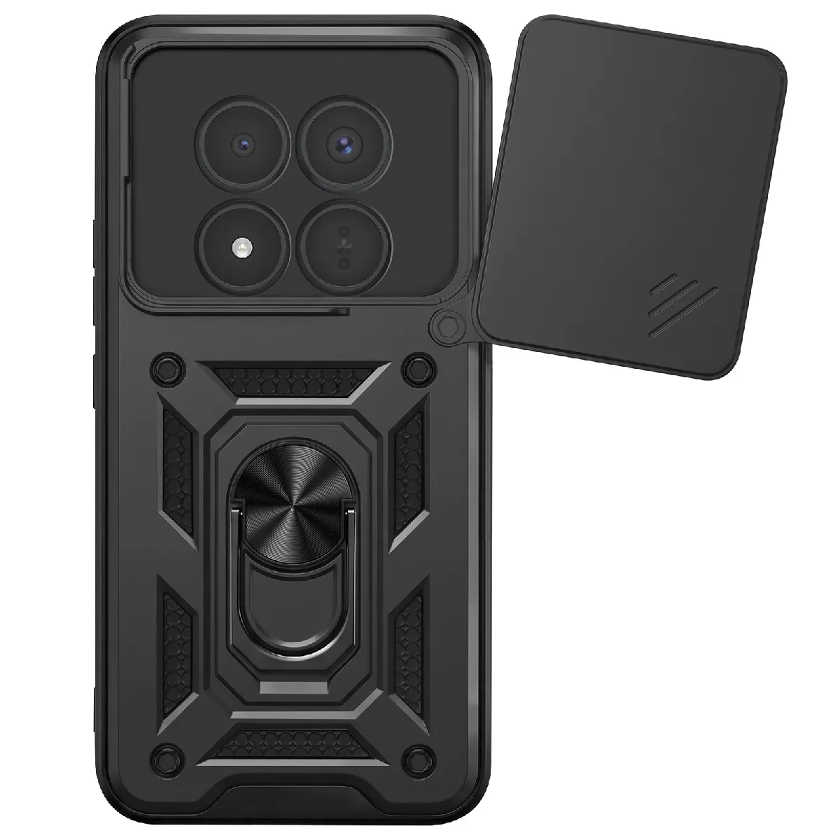Mayaxess Noir Coque Anneau Pour Redmi Note 15 Pro Plus 5G Avec Cache Caméra Coulissant