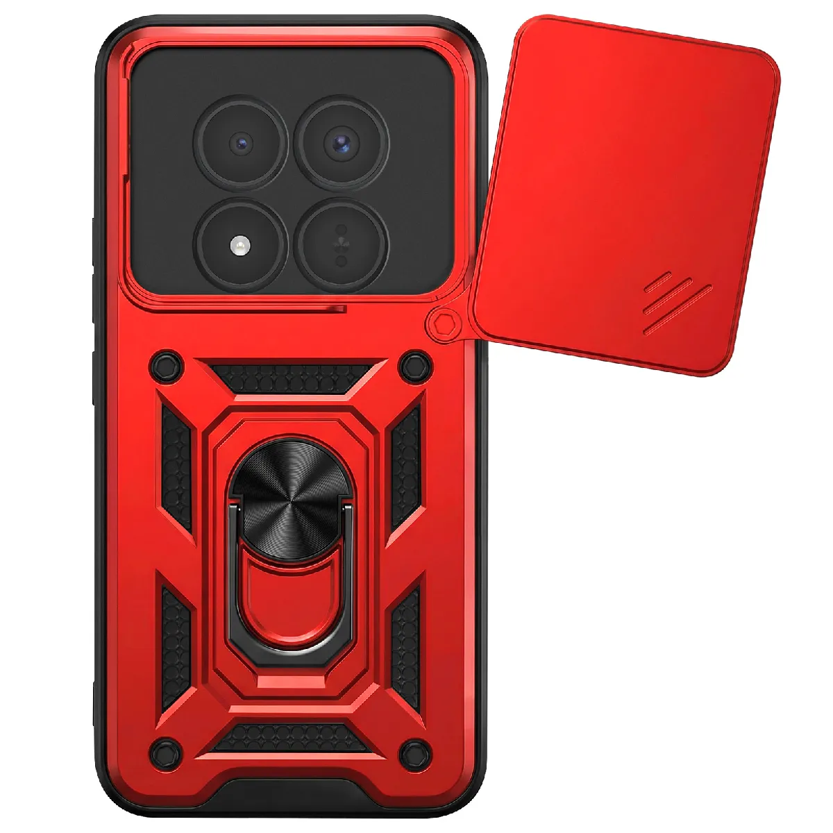 Mayaxess Rouge Coque Anneau Pour Redmi Note 15 Pro Plus 5G Avec Cache Caméra Coulissant