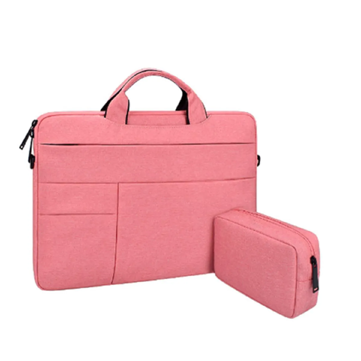 Sac pour ordinateur portable 13,3 pouces, étanche et résistant, bandoulière avec petit sac pour MacBook - Rose