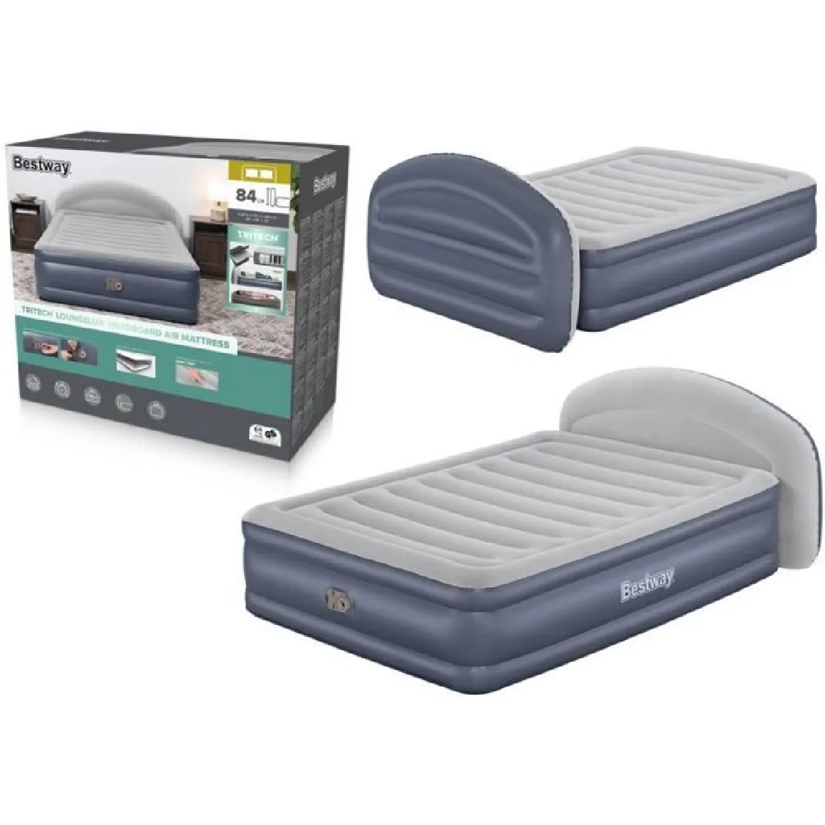 Bestway 671BD Matelas gonflable camping double Queen 229 x 152 cm