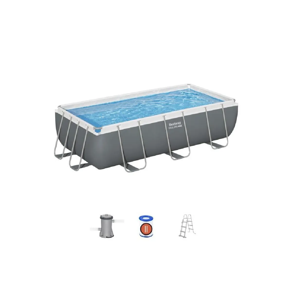 Kit Piscine hors sol tubulaire BESTWAY Steel Pro Max™ 404 x 201 x 100 cm Rectangulaire Filtre à cartouche échelle - vue 2