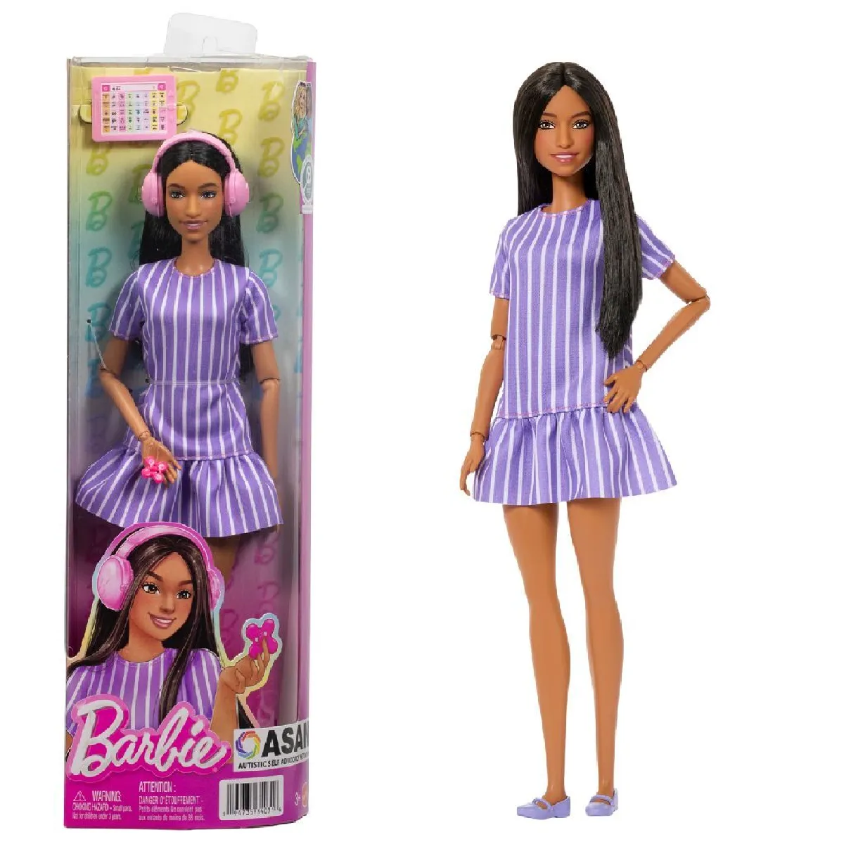 Mattel Barbie Fashionistas robe rayée avec tablette