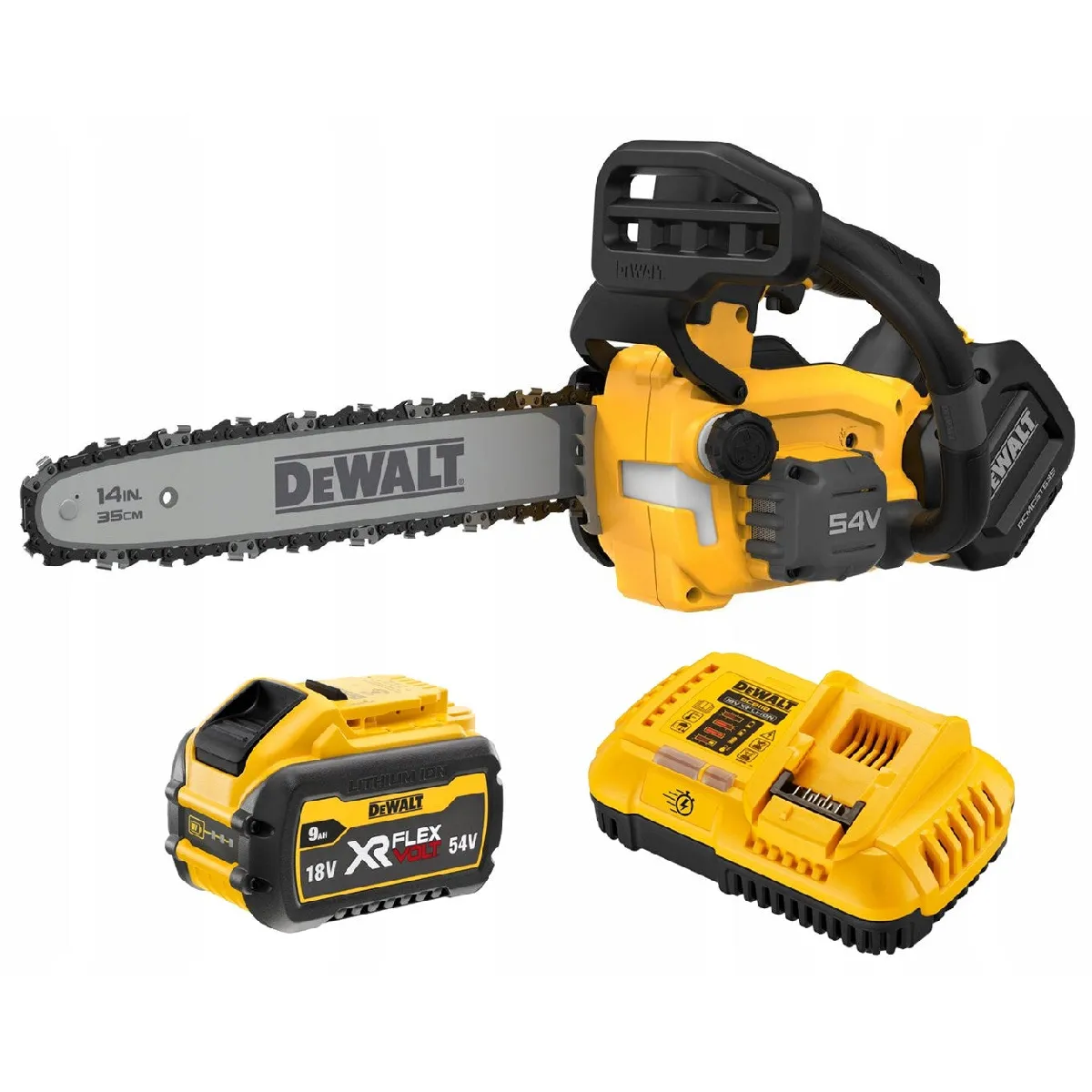 Tronçonneuse d'élagage FlexVolt sans fil 54V 35 cm DEWALT Avec batterie 54V 3Ah chargeur DCMCST635X1 QW - vue 2