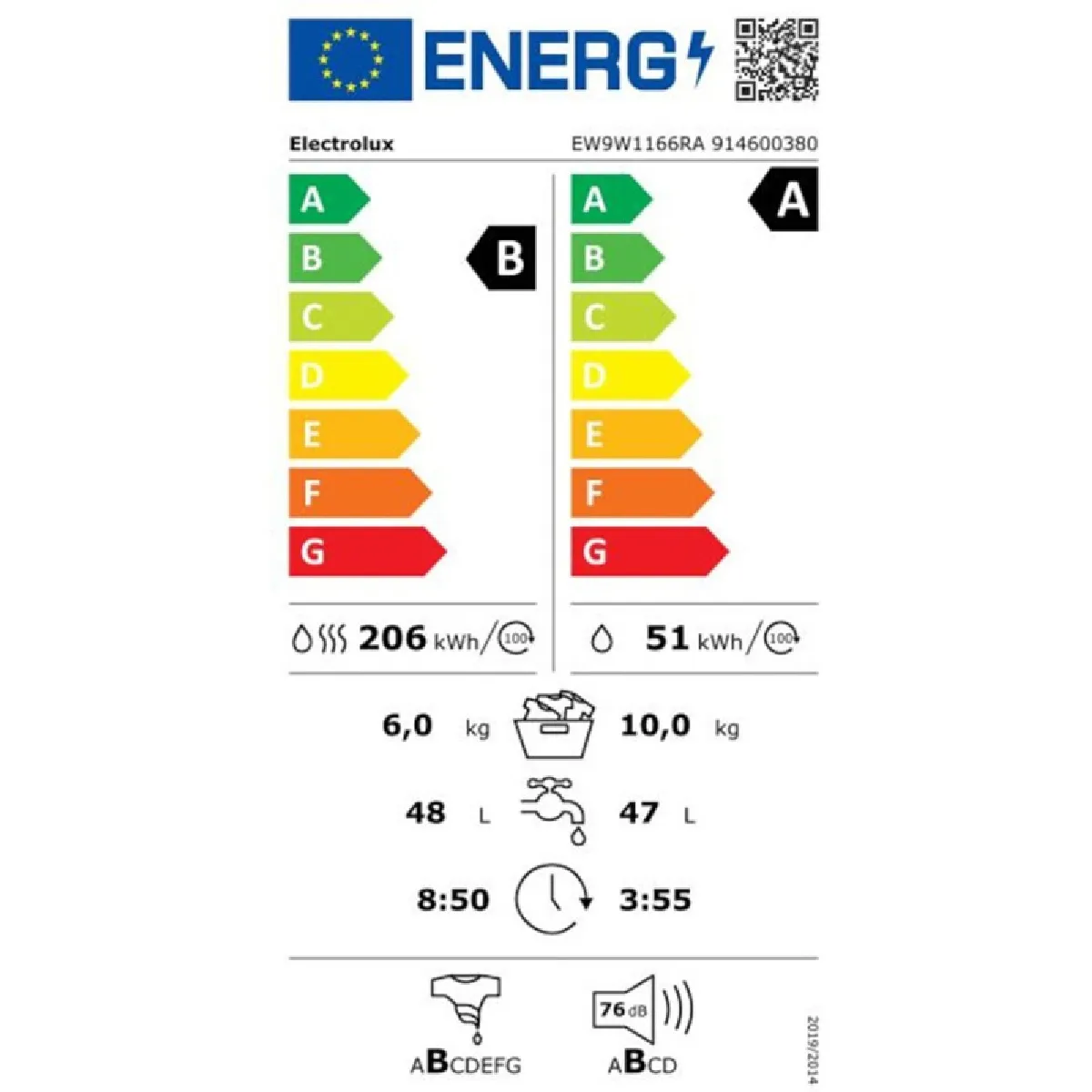Lave-Linge Séchant Pompe À Chaleur Electrolux EW9W1166RA – 10 Kg Lavage, 6 Kg Séchage - vue 6