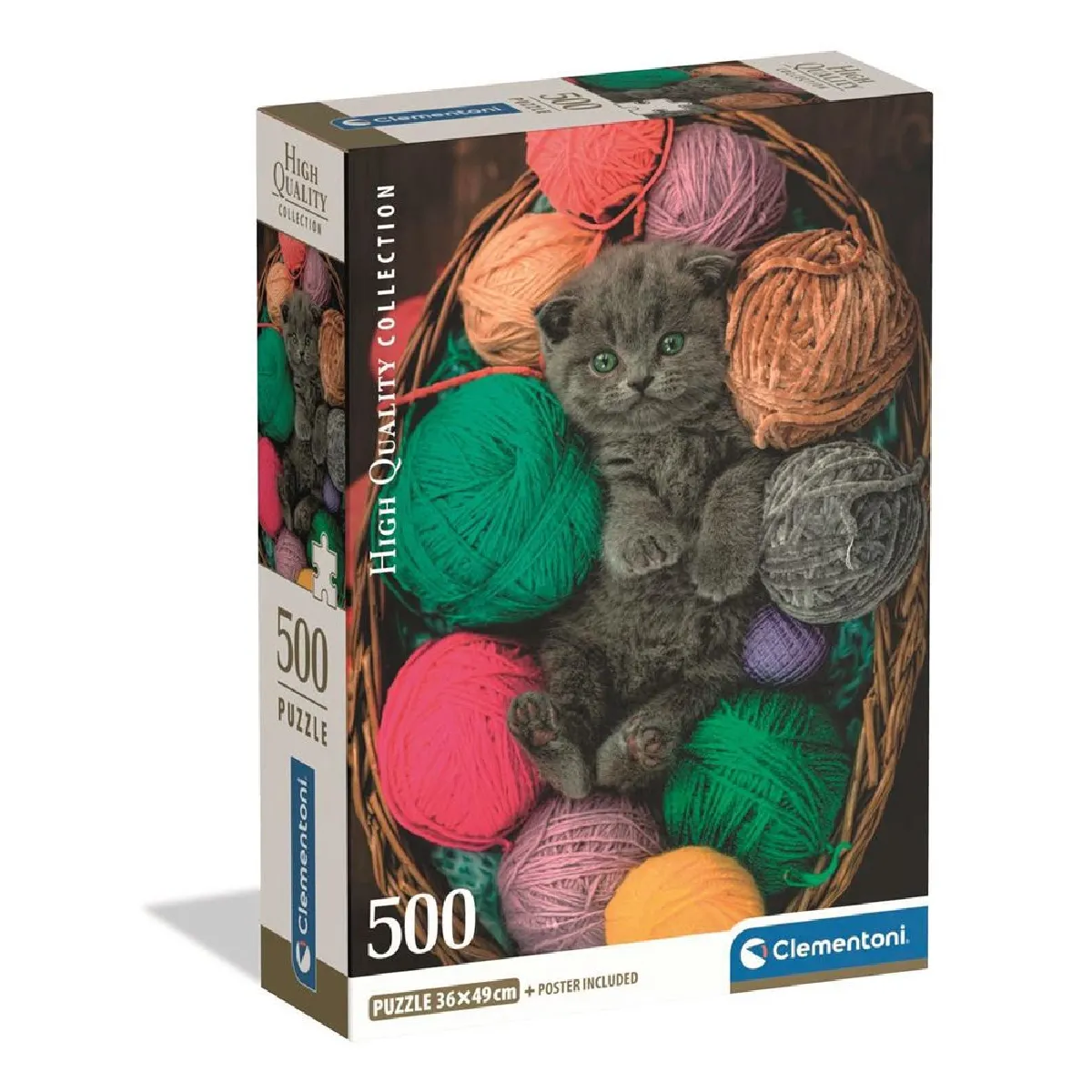 CLEMENTONI Puzzle Compact 500 Pièces Fluffy Kitten 36 x 49 cm