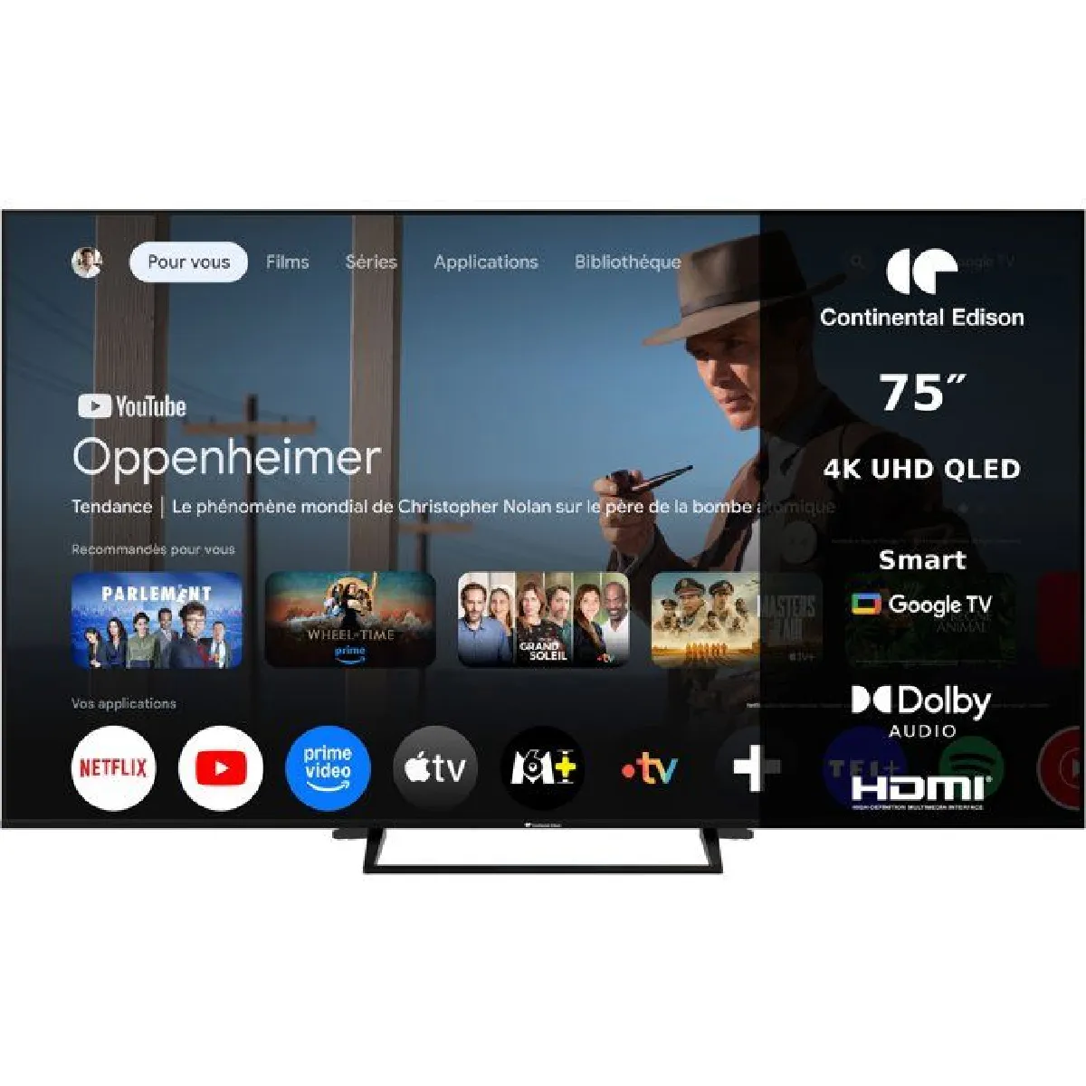 Continental Edison - TV 75 pouces - QLED UHD 4K - Google TV - HDR10 - CELED75SVQLD26B6 - Image 2