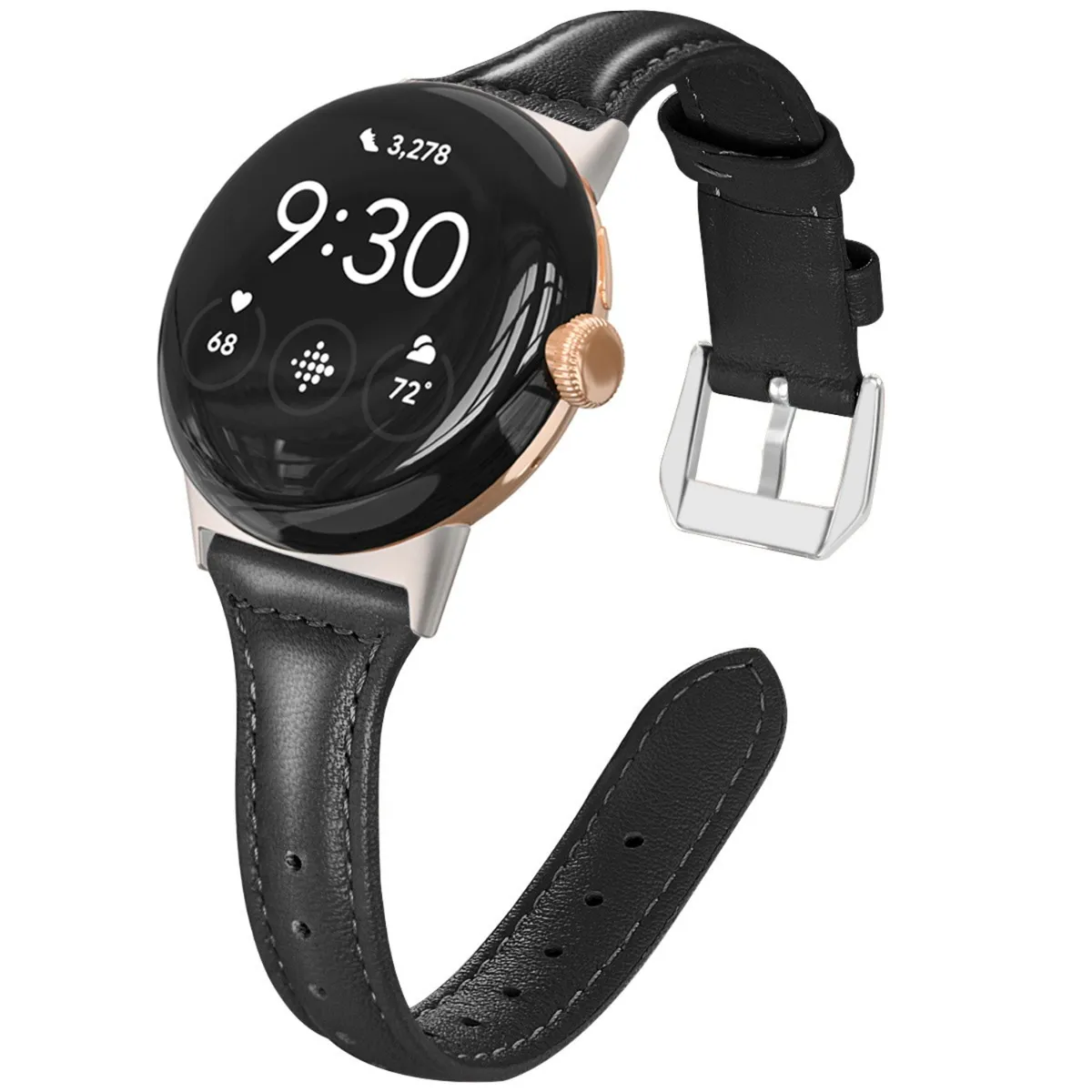 Bracelet en cuir synthétique compatible avec Google Pixel Watch 41mm — Slim 12cm x 2cm, bo
