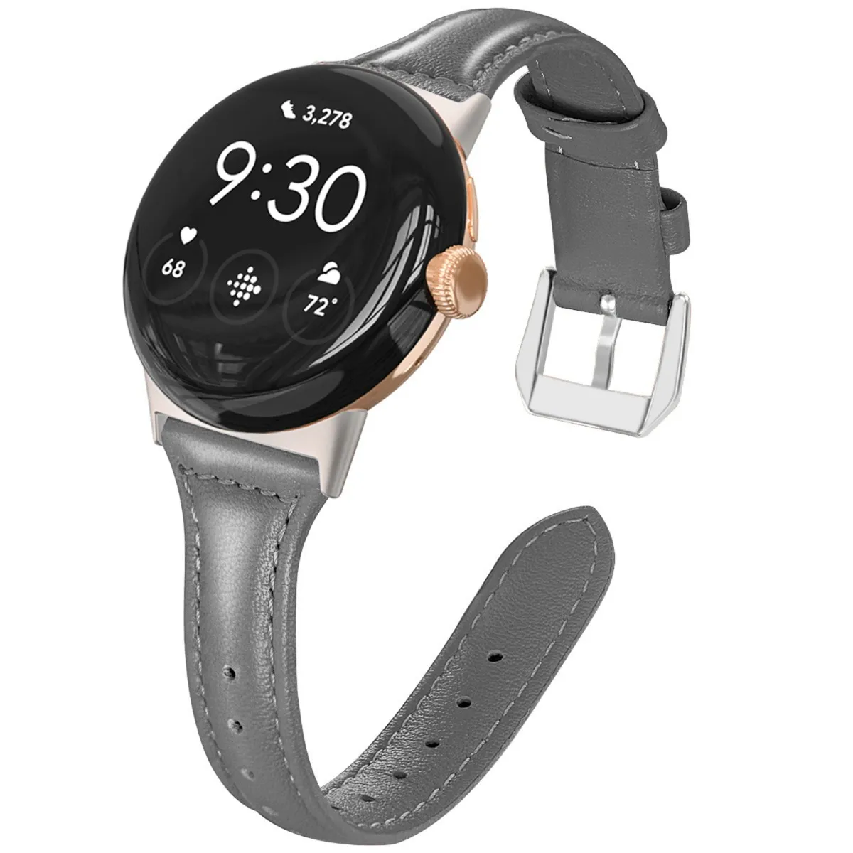 Bracelet en cuir synthétique compatible avec Google Pixel Watch 41mm — Slim 12cm x 2cm, bo