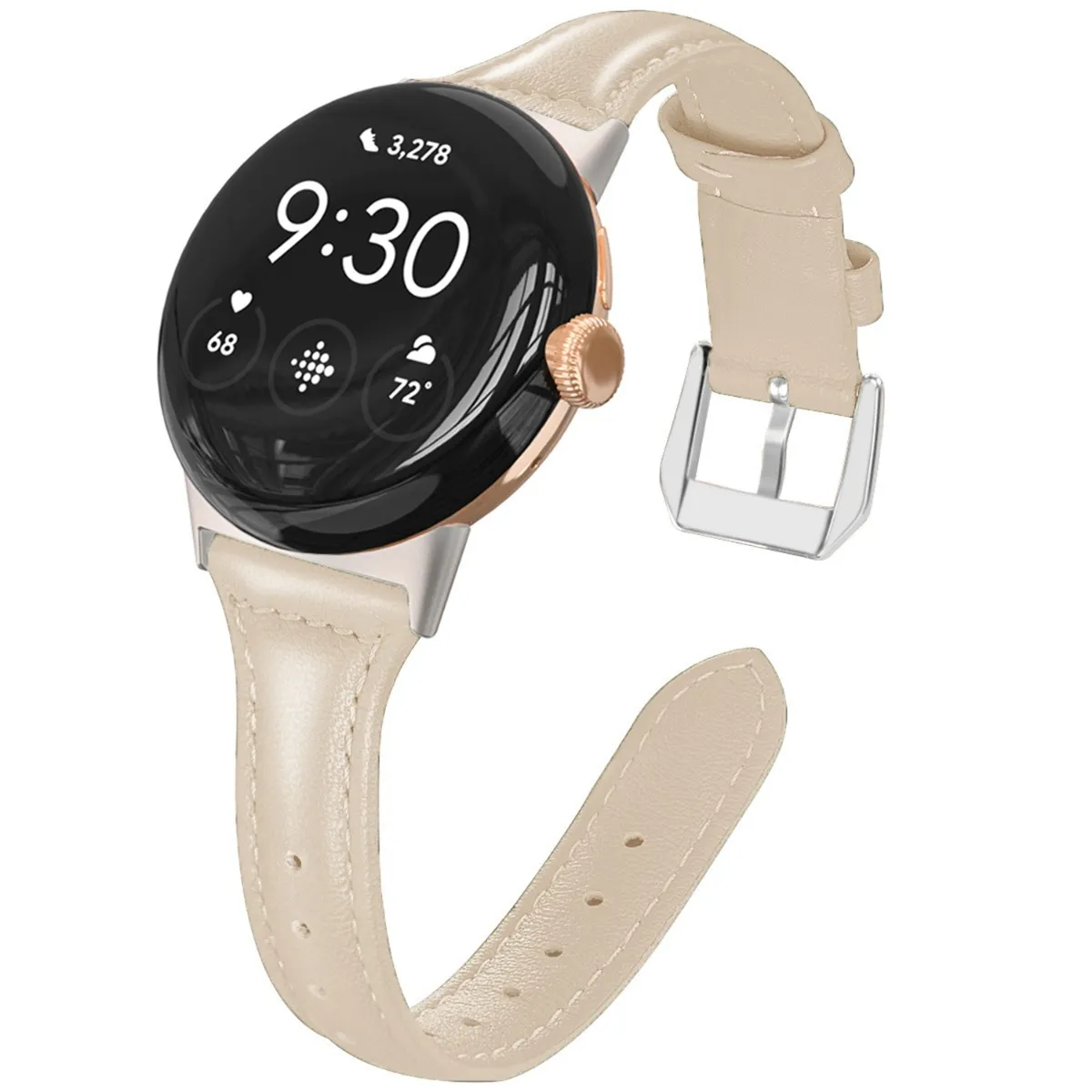 Bracelet en cuir synthétique compatible avec Google Pixel Watch 41mm — Slim 12cm x 2cm, bo