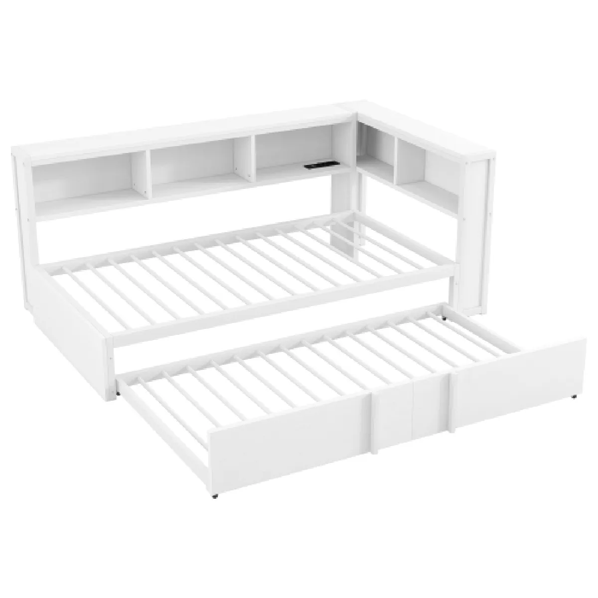 Canapé lit 90 X 200 Cm avec Lit Gigogne en Métal éclairage LED Et Ports USB