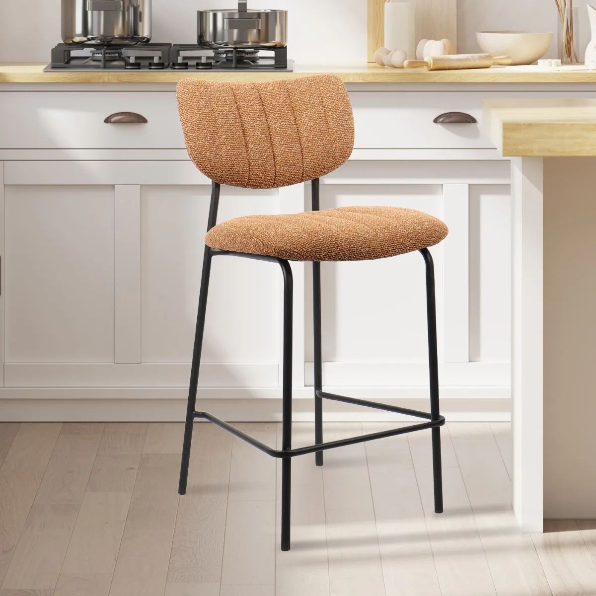 Tabouret de bar en tissu cuivre ANTO (lot de 2)