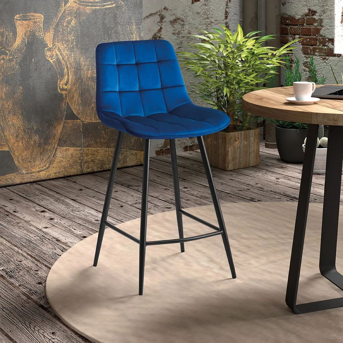 Tabouret de bar en velours JUSTINE lot de 2 - vue 2