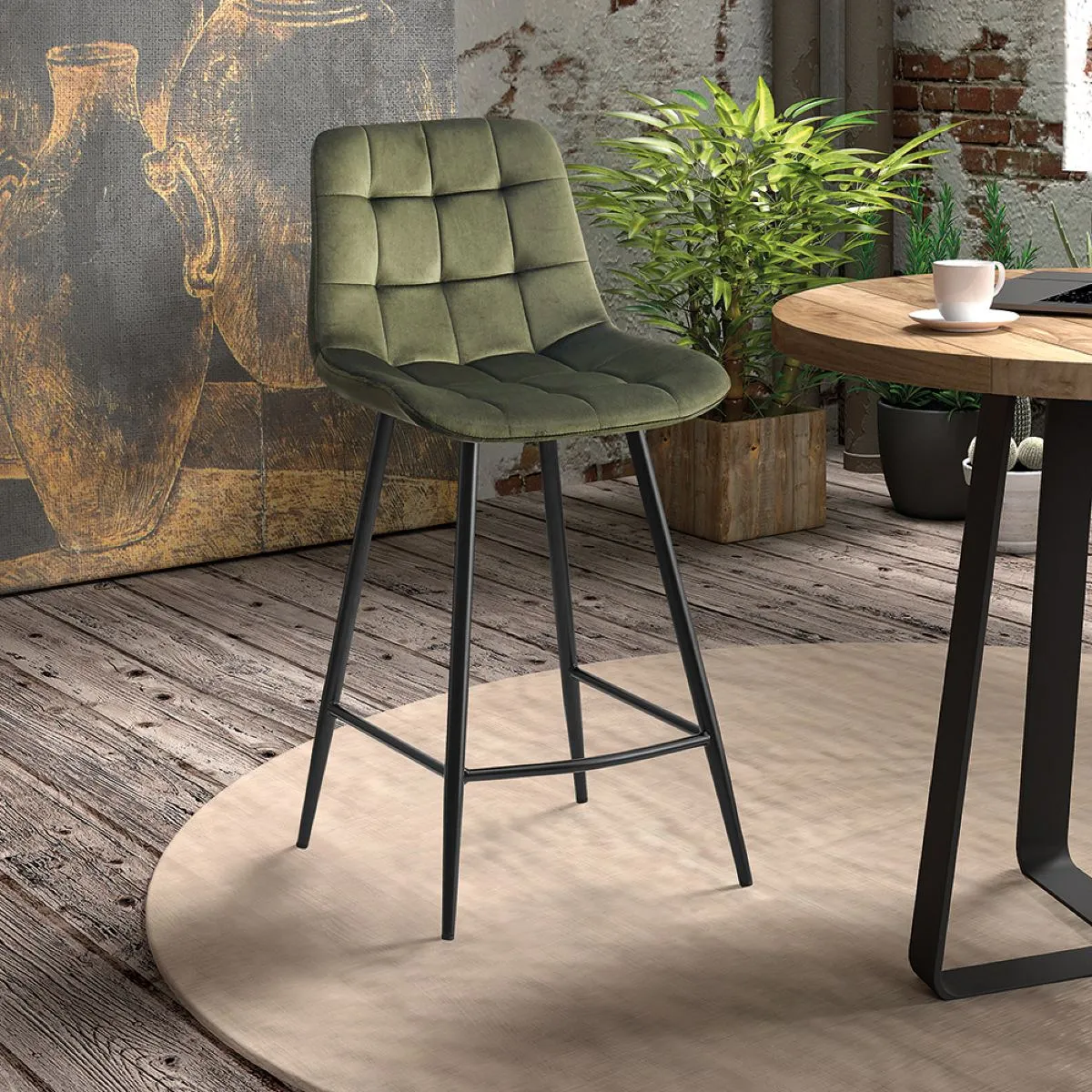 Tabouret de bar en velours JUSTINE lot de 2 - vue 5