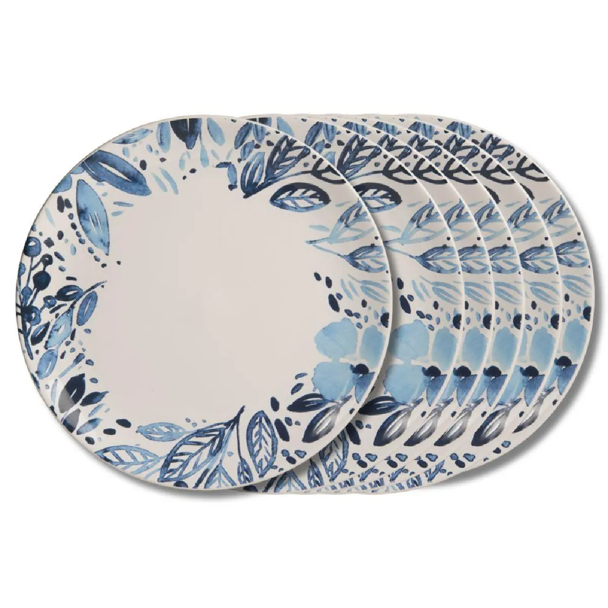 Assiette plate jardin bleu 27 cm (lot de 6)