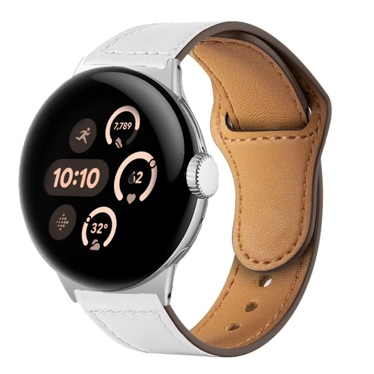 Bracelet en cuir synthétique premium compatible avec Google Pixel Watch 41mm — Réglable, C