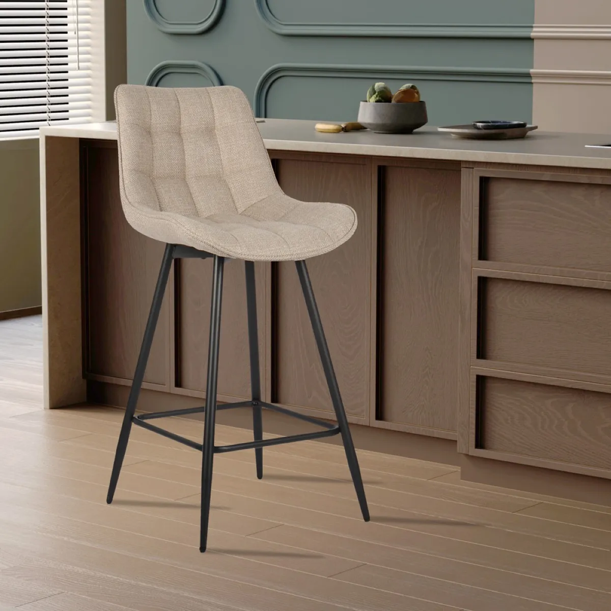Tabouret de bar en tissu BARIA lot de 2 - vue 3