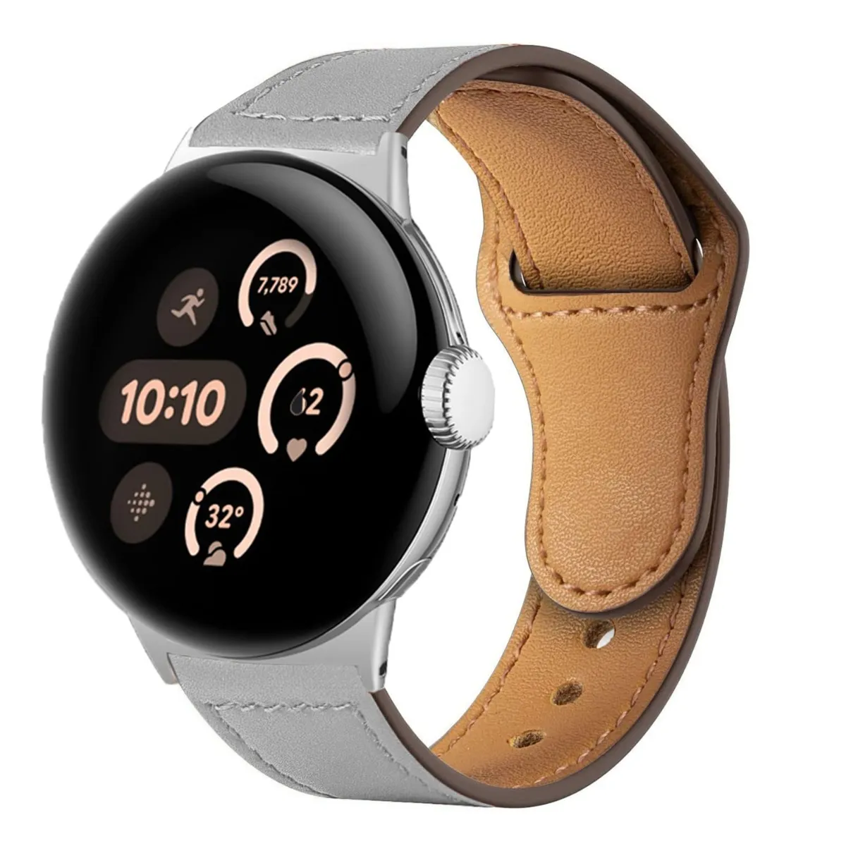 Bracelet en cuir synthétique premium compatible avec Google Pixel Watch 41mm — Réglable, C