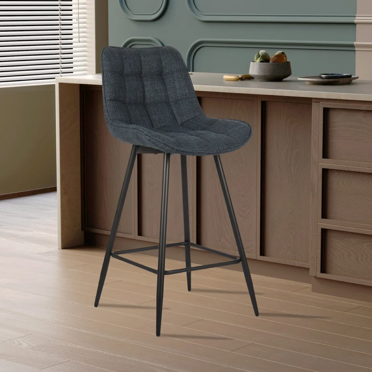 Tabouret de bar en tissu BARIA lot de 2