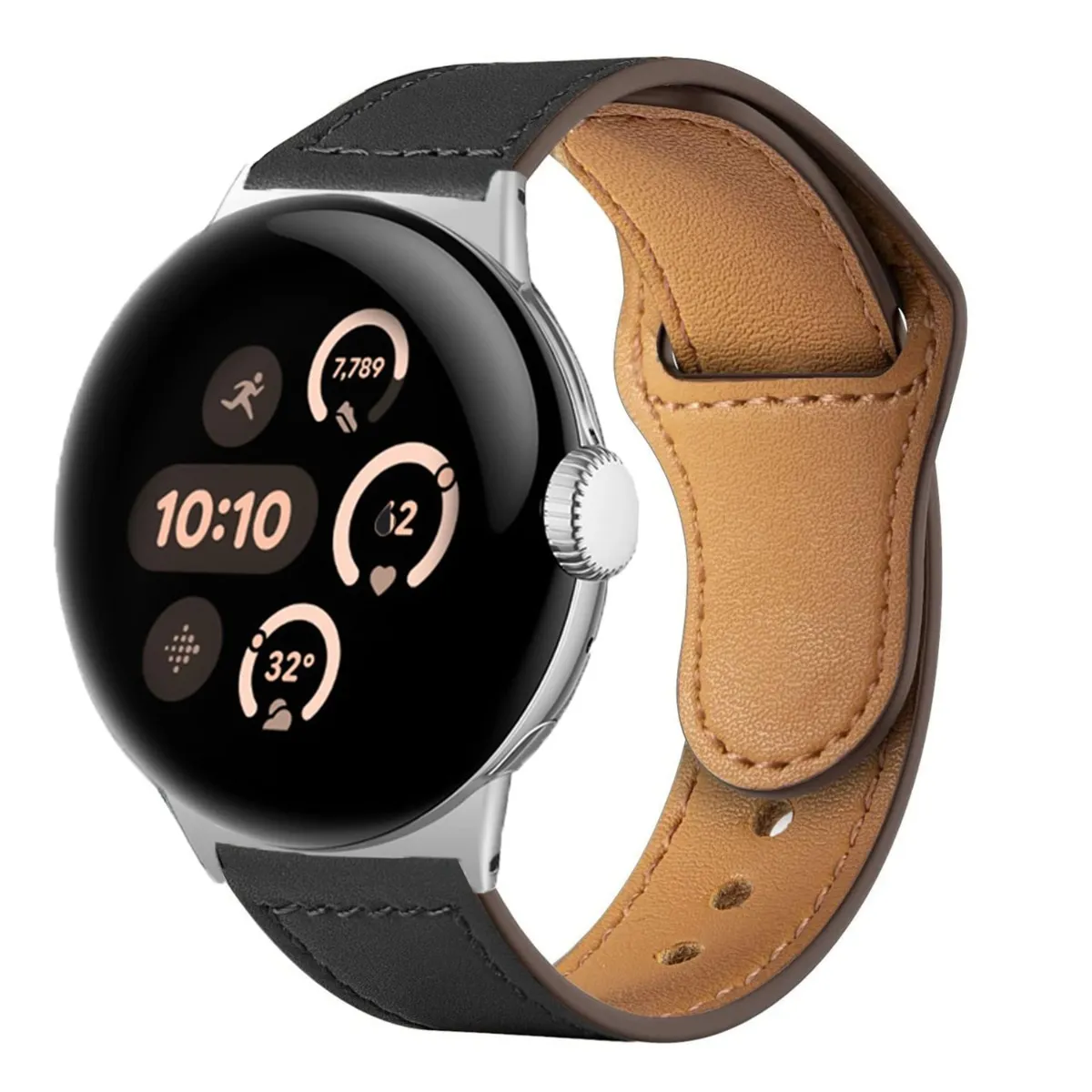 Bracelet en cuir synthétique premium compatible avec Google Pixel Watch 41mm — Réglable, C