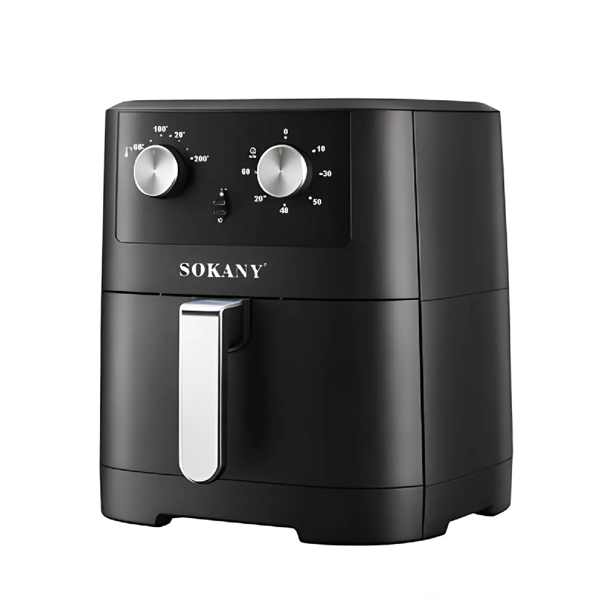 SOKANY Friteuse &agrave; Air Chaud 8L 2000W avec Double Molette R&eacute;glable Cuisson Rapide Noir