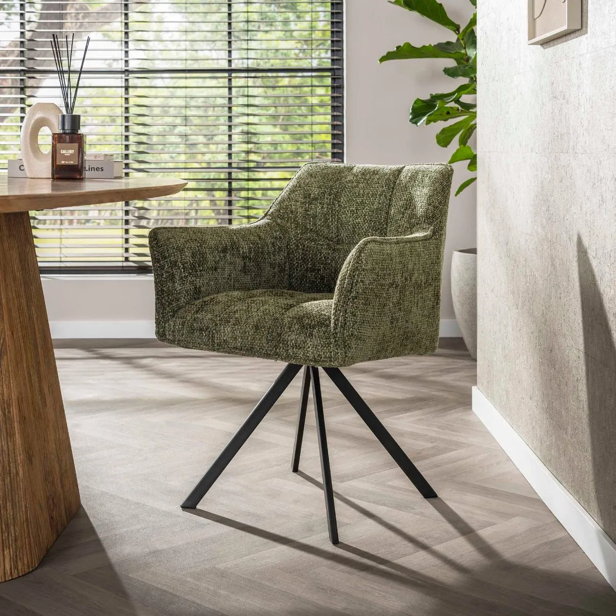 Chaise pivotante en tissu avec accoudoirs TOF lot de 2