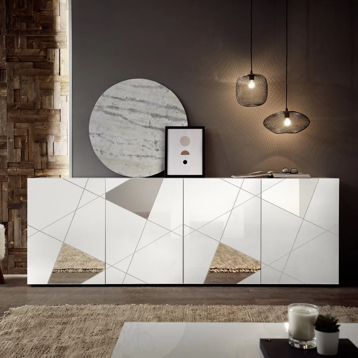 Buffet bas moderne laqué 240cm ANTONIA - vue 2