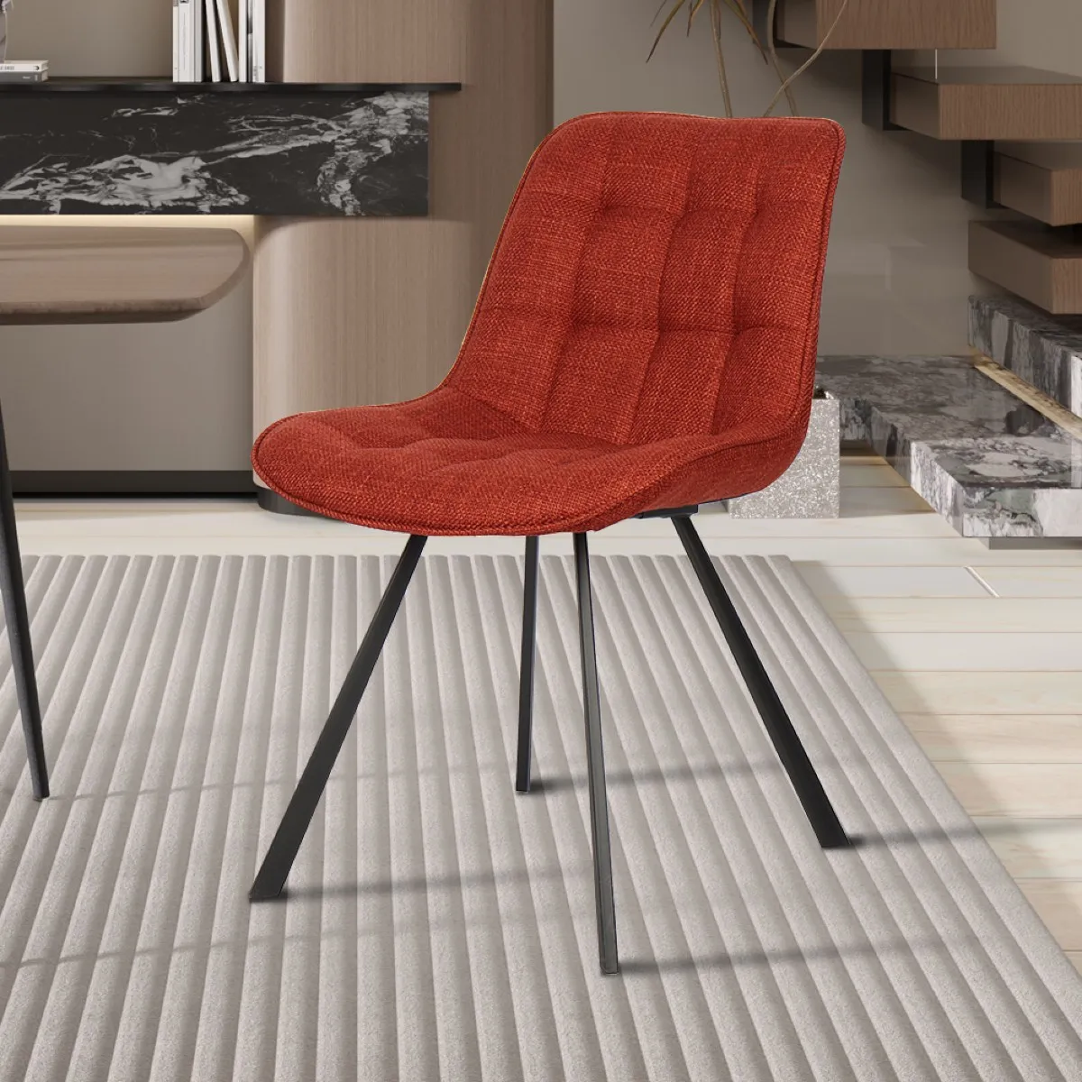 Chaise de salle à manger en tissu BARIA lot de 2 - vue 4