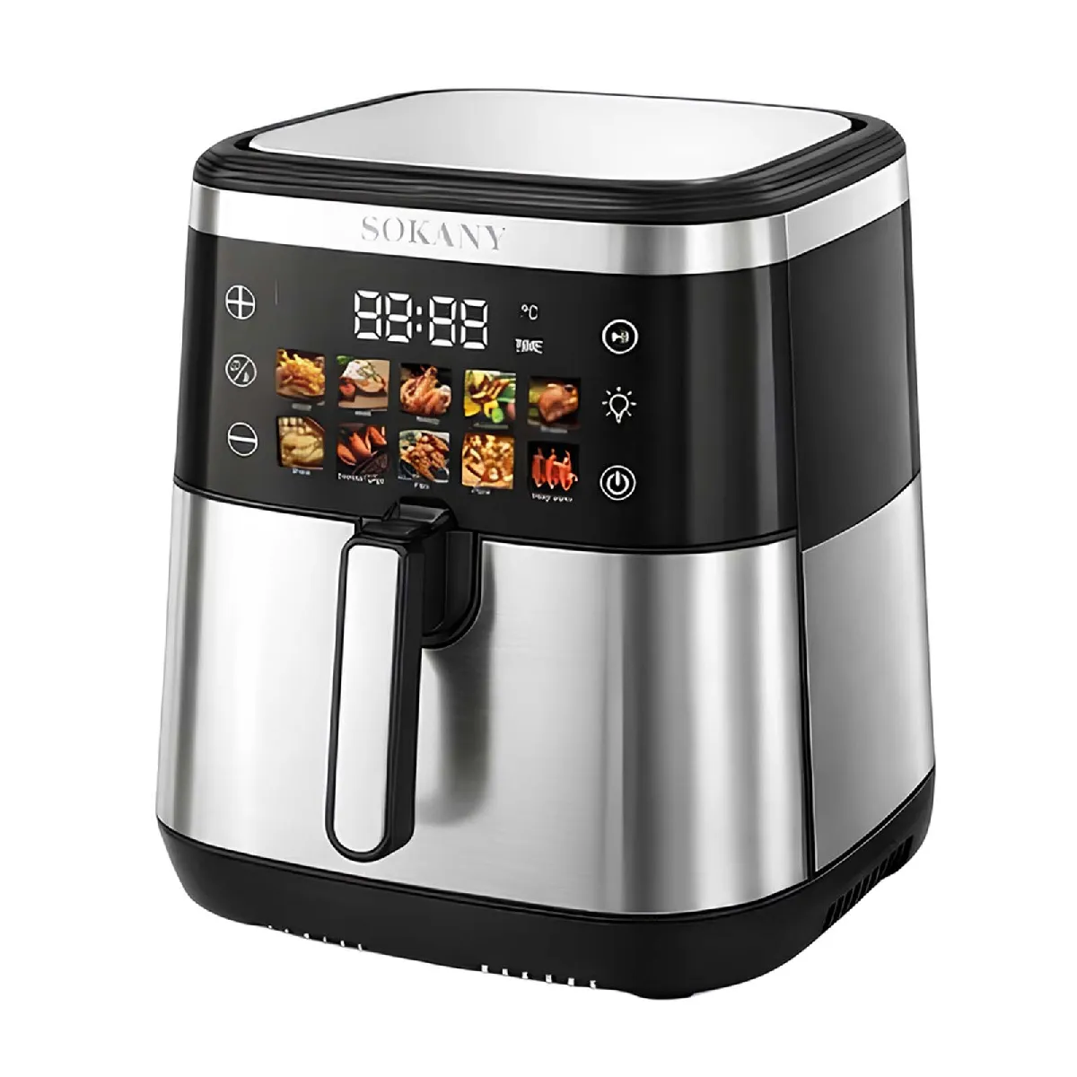 SOKANY Friteuse &agrave; Air Chaud 13L 2600W avec Ecran Tactile Cuisson Rapide Noir / Argent