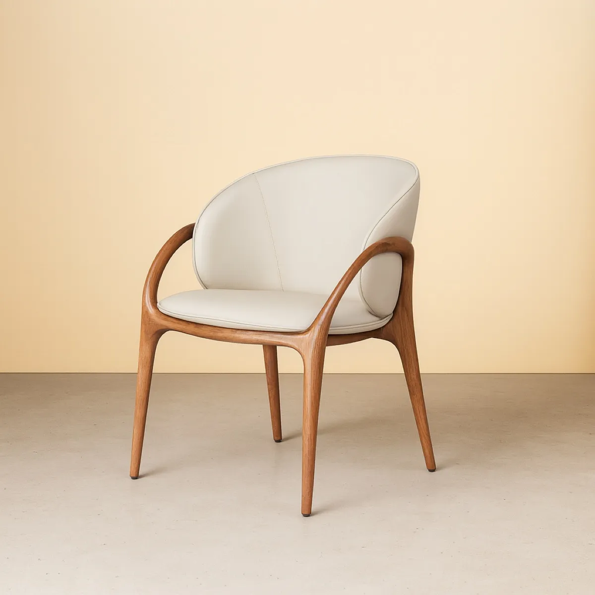 Chaise en cuir et pied bois noyer HOBA lot de 2 - vue 2