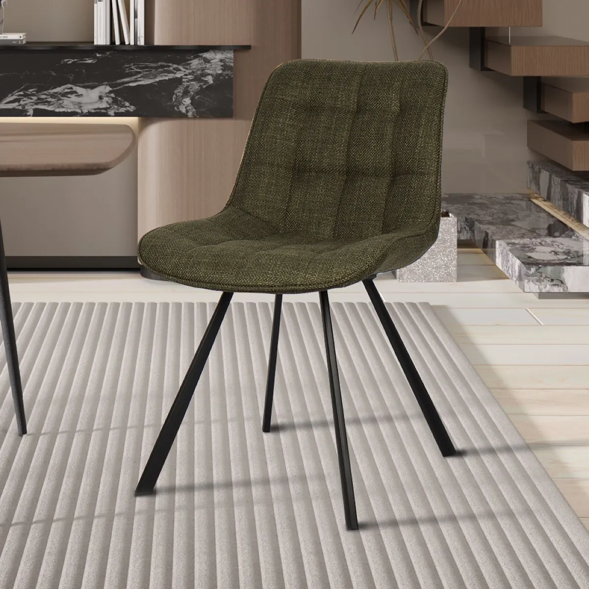 Chaise de salle à manger en tissu BARIA lot de 2 - vue 3