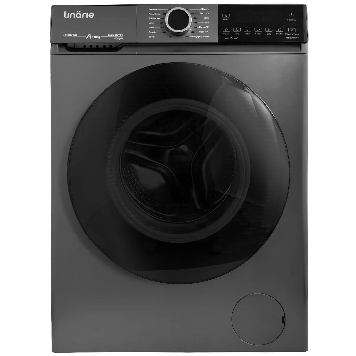 LINARIE Lave-linge hublot LJWM1014G Gris 10kg 1400 tours 14 programmes & vapeur Classe A