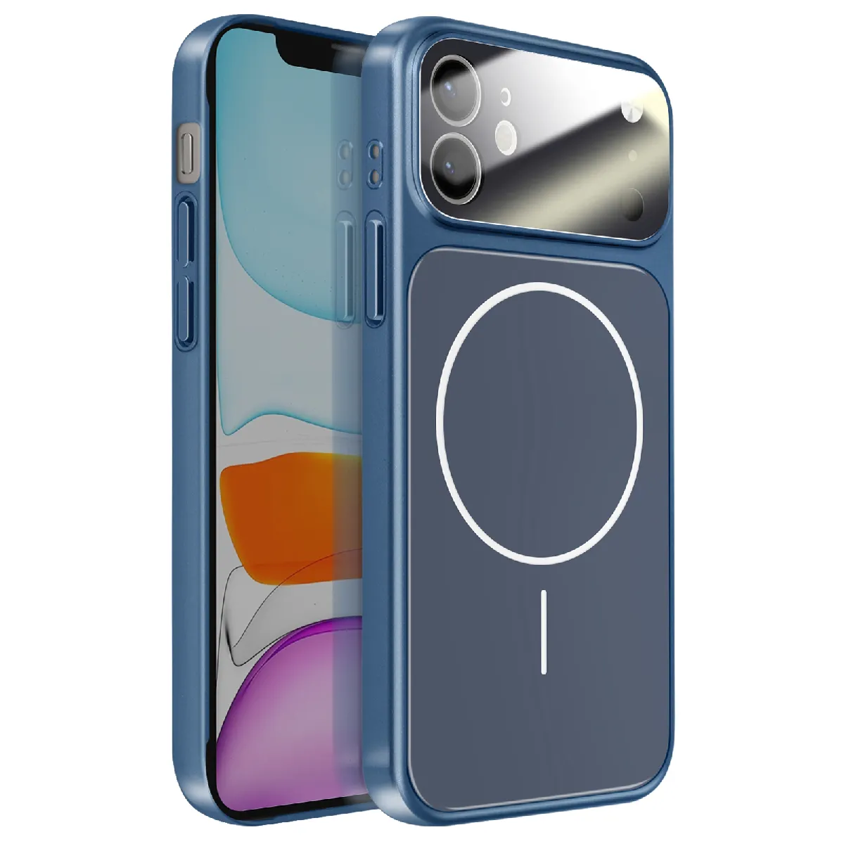 Avizar Bleu Coque Pour Iphone 11 Compatible Magsafe Finition Ag Glass Mate Nuit - Image 2