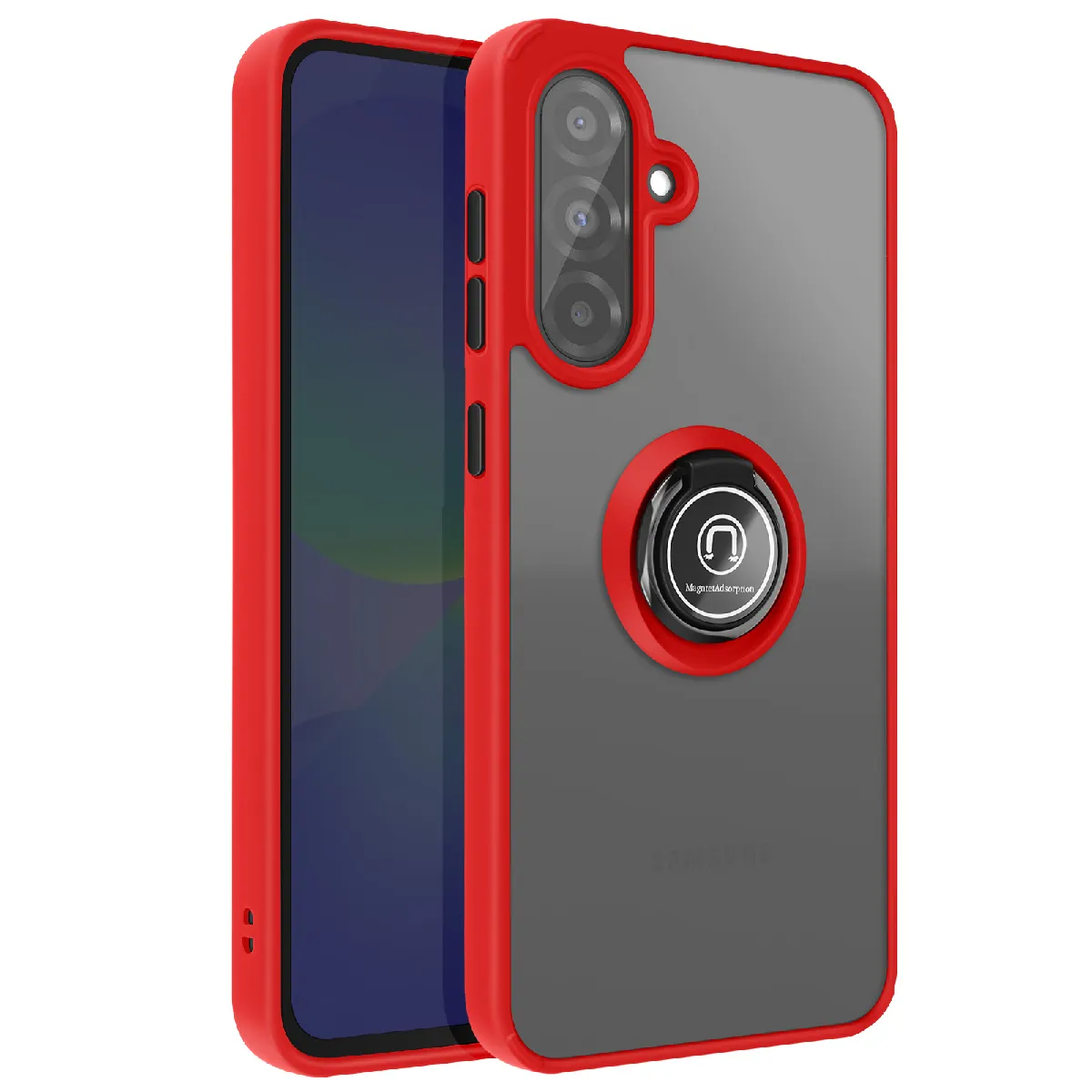 Avizar Rouge Coque Pour Galaxy A37 Avec Support Anneau Et Fixation Magnétique
