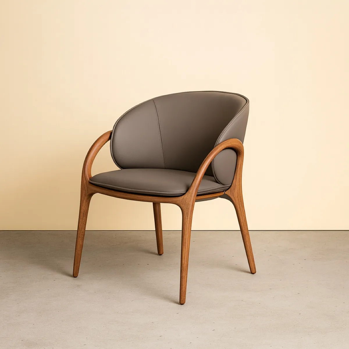 Chaise en cuir et pied bois noyer HOBA lot de 2 - vue 3