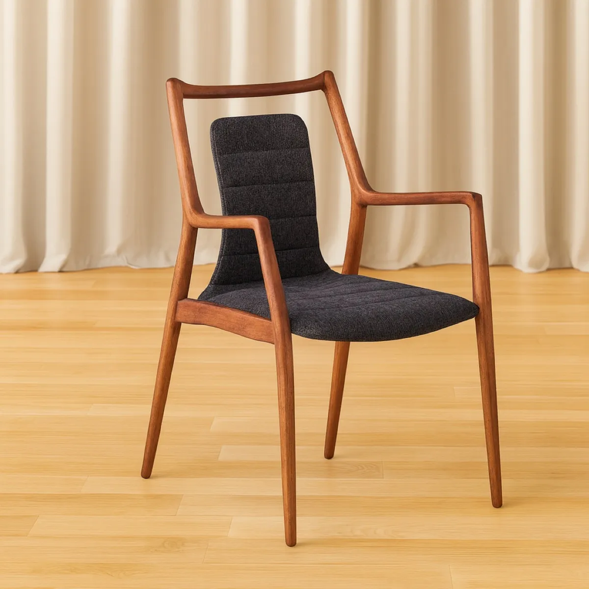 Chaise de salle à manger en tissu et bois massif YO lot de 2