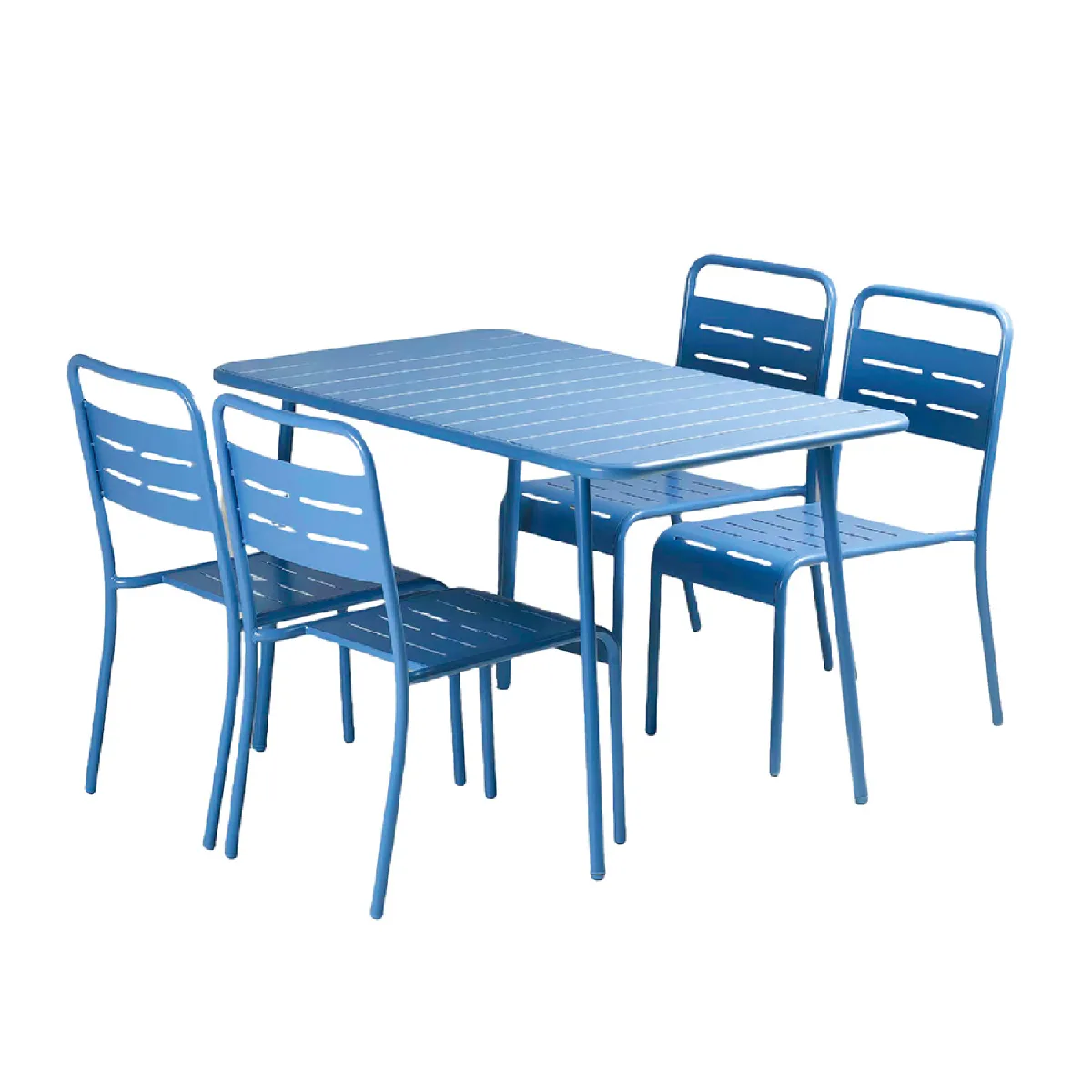 Ensemble table de jardin 120 cm et 4 chaises bleu BERGAME