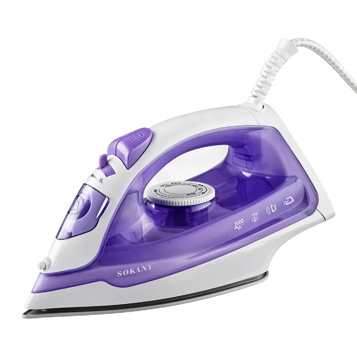 SOKANY Fer &agrave; Repasser &agrave; Vapeur 2000W avec Syst&egrave;me Auto-Nettoyage et R&eacute;servoir 180ml Violet