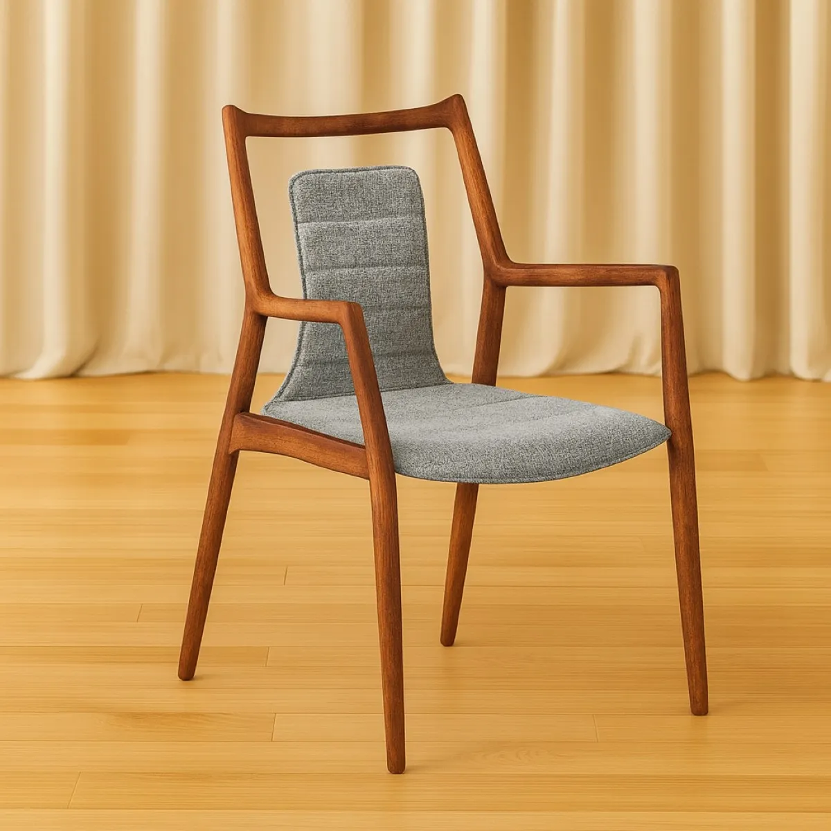 Chaise de salle à manger en tissu et bois massif YO lot de 2 - vue 2