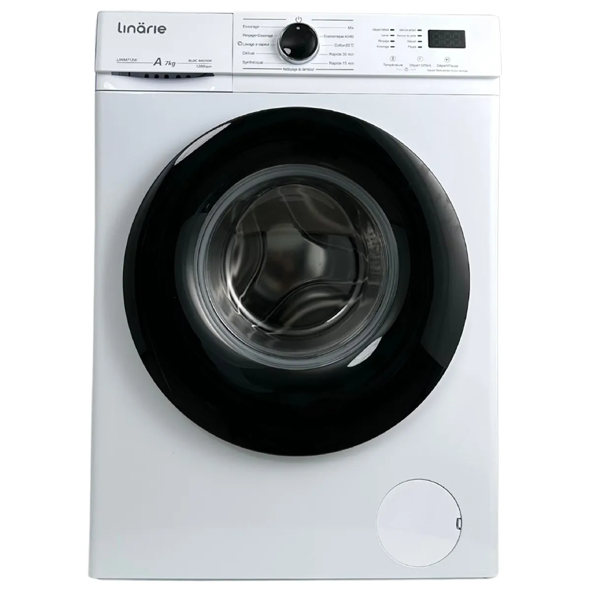 LINARIE Lave-linge hublot LJWM712W Blanc 7kg 1200 tours 12 programmes & vapeur Classe A