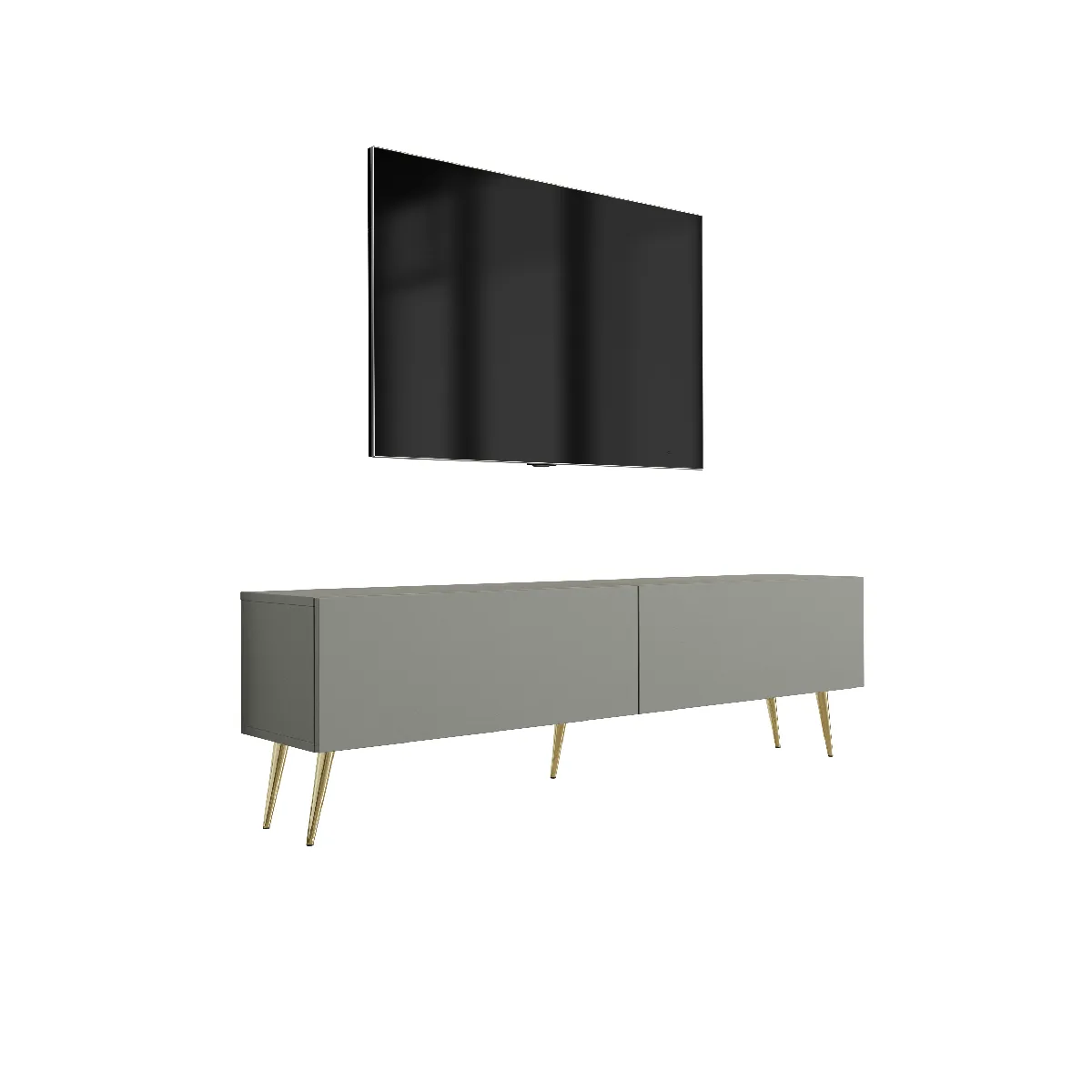 Meuble TV : Aloès, 140 x 52 x 32 cm, pieds dorées