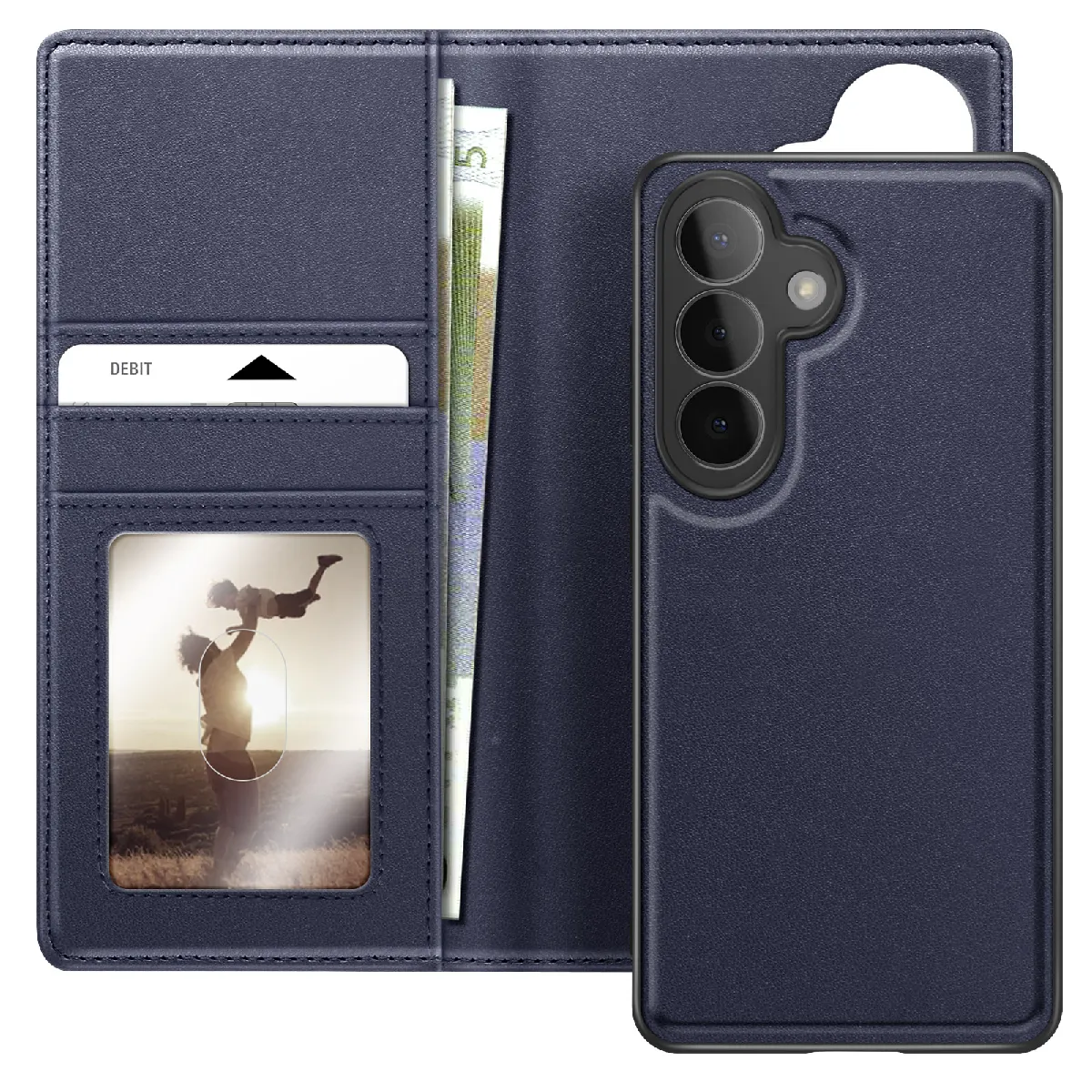 Mayaxess Bleu Étui Portefeuille 2 En 1 Pour Galaxy S26 Plus Avec Coque Détachable Nuit